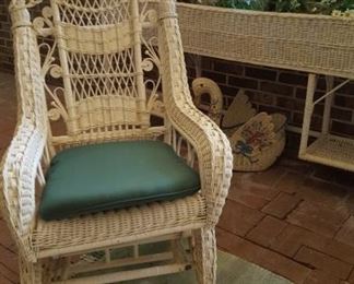 Antique wicker chair & planter