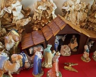 Large Nativity set & angels