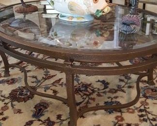 Glass top coffee table & fish tureen