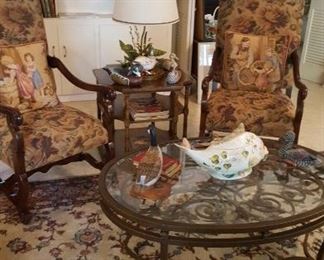 Pair of very nice chairs & glass top coffee table