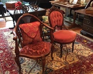 Antique corner & Vanity chair. Numerous area rugs, antique doll carriage.