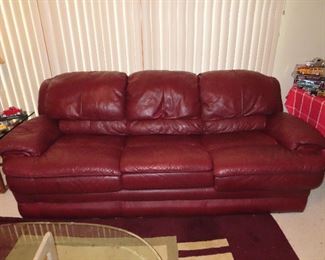 Leather Maroon Couch 
