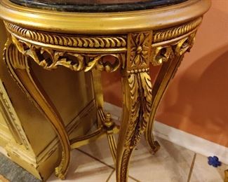marble top gold leaf table