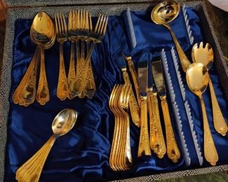 gold plated flatware in the case made in germany