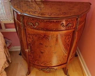 Bombay chest with marquetry work on top and sides