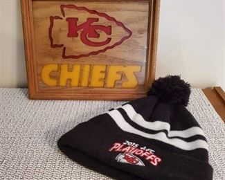 Chiefs Wooden Plaque and Chiefs 2015 Beanie