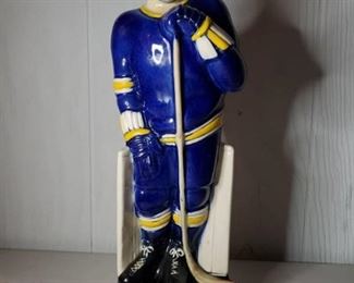 Blue Hockey Decanter with Cork Top