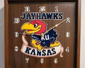 KU JayHawk Clock. NOT WORKING