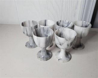 Lot of 6 Marble Mini Chalices