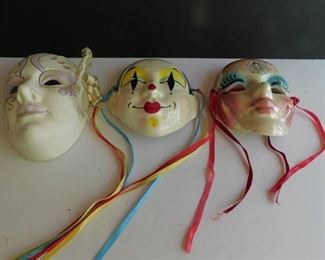 Ceramic Clown Masks (3 ea)