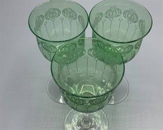 Vintage Unique Etched Glass Stemware