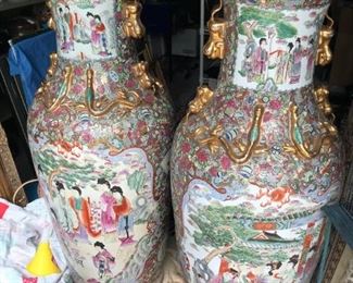 Rose Medallion Large Vases - approx 5' tall each - $ 1,800 each (will not reduce - offers only)