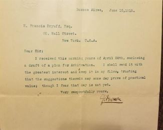 Sealed letter signed by US Ambassador to Argentina dated June 15, 1915. 