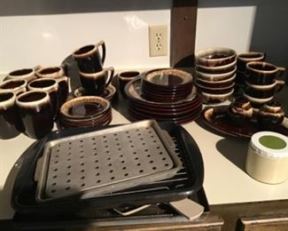 Brown drip glazed pottery dishes by Pfaltzgraff 
