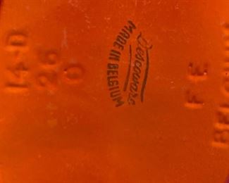 Orange enameled au gratin by Descoware. Vintage from Belgium. 