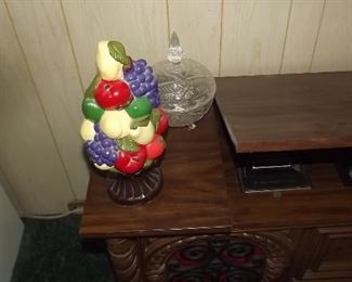 ceramic fruit & crystal candy dish