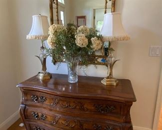 bombay-style commode and gilt-wood French mirror