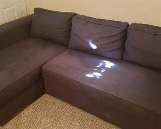 IKEA couch with pull-out drawer to make a double-sized bed