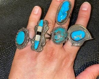 NATIVE AMERICAN SOUTHWEST TURQUOISE RINGS