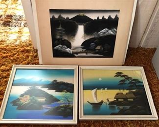 Paintings on silk, Japan.