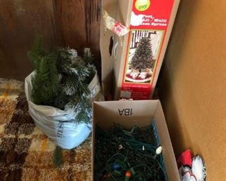 Christmas tree, lights, accessories.