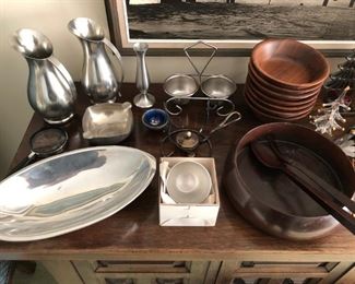 Selection of pewter by Royal Holland Pewter, Kirk Stieff, Nambe, etc.