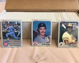 Lot #	Lot Name
1	1974 Topps Baseball Complete Set with Traded & Red Checklist sets EX/MT to Near Mint
2	1980 Topps Baseball Complete Set Rickey Henderson Rookie RC MINT
3	1981 Donruss Baseball Complete Set MINT Condition
4	1981 Fleer Baseball Complete Set Mint
5	1981 Topps Baseball Complete Set Near Mint to Mint Condition Overall  726 cards
6	1981 Topps Baseball Complete Set NM/MT Kirk Gibson Valenzuela Raines Rookies Mint
7	1981 Topps Football Complete Set Joe Montana Rookie RC Near Mint to Mint Condition Overall 528 Cards
8	1982 Donruss Baseball Factory Set Ripken RC MINT!
9	1982 Fleer Baseball Complete Set 626 Cal Ripken Jr. RC MINT
10	1982 Topps Baseball Complete Set Cal Ripken Jr. RC
11	1983 Donruss Baseball Complete Set Gwynn Boggs  Sandberg Rookie Cards MINT
12	1983 Fleer Baseball Complete Set MINT Boggs Sandberg Gwynn Rookie Cards
13	1983 Topps Baseball Complete Set Gwynn Boggs Sandberg Rookies MINT
14	1984 Fleer Baseball Complete Set MINT Mattingly RC
15	1984 Topps Baseball Co