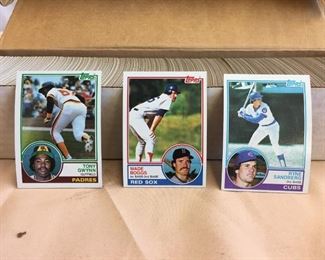 Lot #	Lot Name
1	1974 Topps Baseball Complete Set with Traded & Red Checklist sets EX/MT to Near Mint
2	1980 Topps Baseball Complete Set Rickey Henderson Rookie RC MINT
3	1981 Donruss Baseball Complete Set MINT Condition
4	1981 Fleer Baseball Complete Set Mint
5	1981 Topps Baseball Complete Set Near Mint to Mint Condition Overall  726 cards
6	1981 Topps Baseball Complete Set NM/MT Kirk Gibson Valenzuela Raines Rookies Mint
7	1981 Topps Football Complete Set Joe Montana Rookie RC Near Mint to Mint Condition Overall 528 Cards
8	1982 Donruss Baseball Factory Set Ripken RC MINT!
9	1982 Fleer Baseball Complete Set 626 Cal Ripken Jr. RC MINT
10	1982 Topps Baseball Complete Set Cal Ripken Jr. RC
11	1983 Donruss Baseball Complete Set Gwynn Boggs  Sandberg Rookie Cards MINT
12	1983 Fleer Baseball Complete Set MINT Boggs Sandberg Gwynn Rookie Cards
13	1983 Topps Baseball Complete Set Gwynn Boggs Sandberg Rookies MINT
14	1984 Fleer Baseball Complete Set MINT Mattingly RC
15	1984 Topps Baseball Co
