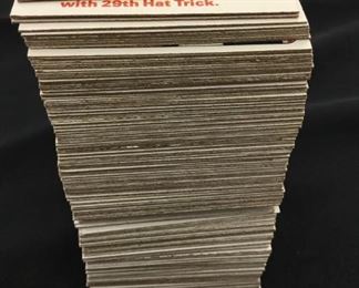 Lot #	Lot Name
1	1974 Topps Baseball Complete Set with Traded & Red Checklist sets EX/MT to Near Mint
2	1980 Topps Baseball Complete Set Rickey Henderson Rookie RC MINT
3	1981 Donruss Baseball Complete Set MINT Condition
4	1981 Fleer Baseball Complete Set Mint
5	1981 Topps Baseball Complete Set Near Mint to Mint Condition Overall  726 cards
6	1981 Topps Baseball Complete Set NM/MT Kirk Gibson Valenzuela Raines Rookies Mint
7	1981 Topps Football Complete Set Joe Montana Rookie RC Near Mint to Mint Condition Overall 528 Cards
8	1982 Donruss Baseball Factory Set Ripken RC MINT!
9	1982 Fleer Baseball Complete Set 626 Cal Ripken Jr. RC MINT
10	1982 Topps Baseball Complete Set Cal Ripken Jr. RC
11	1983 Donruss Baseball Complete Set Gwynn Boggs  Sandberg Rookie Cards MINT
12	1983 Fleer Baseball Complete Set MINT Boggs Sandberg Gwynn Rookie Cards
13	1983 Topps Baseball Complete Set Gwynn Boggs Sandberg Rookies MINT
14	1984 Fleer Baseball Complete Set MINT Mattingly RC
15	1984 Topps Baseball Co