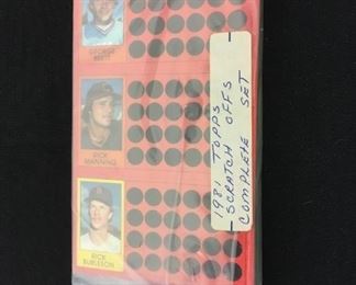 Lot #	Lot Name
1	1974 Topps Baseball Complete Set with Traded & Red Checklist sets EX/MT to Near Mint
2	1980 Topps Baseball Complete Set Rickey Henderson Rookie RC MINT
3	1981 Donruss Baseball Complete Set MINT Condition
4	1981 Fleer Baseball Complete Set Mint
5	1981 Topps Baseball Complete Set Near Mint to Mint Condition Overall  726 cards
6	1981 Topps Baseball Complete Set NM/MT Kirk Gibson Valenzuela Raines Rookies Mint
7	1981 Topps Football Complete Set Joe Montana Rookie RC Near Mint to Mint Condition Overall 528 Cards
8	1982 Donruss Baseball Factory Set Ripken RC MINT!
9	1982 Fleer Baseball Complete Set 626 Cal Ripken Jr. RC MINT
10	1982 Topps Baseball Complete Set Cal Ripken Jr. RC
11	1983 Donruss Baseball Complete Set Gwynn Boggs  Sandberg Rookie Cards MINT
12	1983 Fleer Baseball Complete Set MINT Boggs Sandberg Gwynn Rookie Cards
13	1983 Topps Baseball Complete Set Gwynn Boggs Sandberg Rookies MINT
14	1984 Fleer Baseball Complete Set MINT Mattingly RC
15	1984 Topps Baseball Co