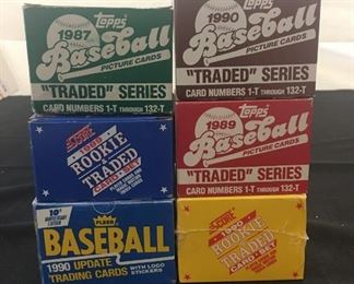 Lot #	Lot Name
1	1974 Topps Baseball Complete Set with Traded & Red Checklist sets EX/MT to Near Mint
2	1980 Topps Baseball Complete Set Rickey Henderson Rookie RC MINT
3	1981 Donruss Baseball Complete Set MINT Condition
4	1981 Fleer Baseball Complete Set Mint
5	1981 Topps Baseball Complete Set Near Mint to Mint Condition Overall  726 cards
6	1981 Topps Baseball Complete Set NM/MT Kirk Gibson Valenzuela Raines Rookies Mint
7	1981 Topps Football Complete Set Joe Montana Rookie RC Near Mint to Mint Condition Overall 528 Cards
8	1982 Donruss Baseball Factory Set Ripken RC MINT!
9	1982 Fleer Baseball Complete Set 626 Cal Ripken Jr. RC MINT
10	1982 Topps Baseball Complete Set Cal Ripken Jr. RC
11	1983 Donruss Baseball Complete Set Gwynn Boggs  Sandberg Rookie Cards MINT
12	1983 Fleer Baseball Complete Set MINT Boggs Sandberg Gwynn Rookie Cards
13	1983 Topps Baseball Complete Set Gwynn Boggs Sandberg Rookies MINT
14	1984 Fleer Baseball Complete Set MINT Mattingly RC
15	1984 Topps Baseball Co