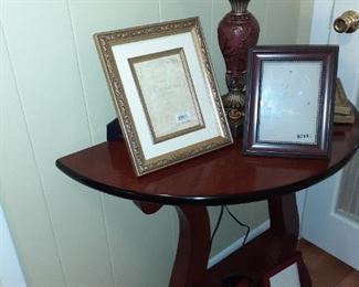 End Table, Lamp, picture frames
