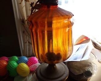 Pr. Eagle & Amber glass lamps