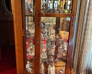 victorian oak curved glass china cabinet, now $275.