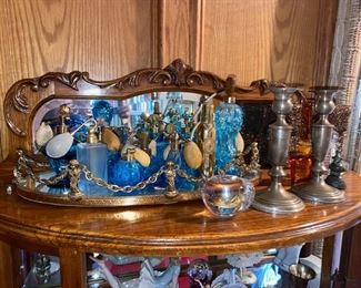 blue glass perfume atomizers