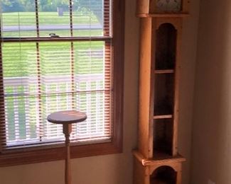Solid oak grandmother clock and plant stand