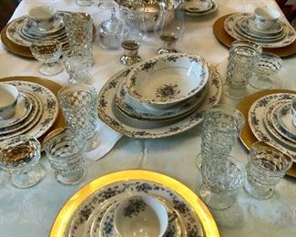 Noritake Violet service for 8 with serval serving pieces.