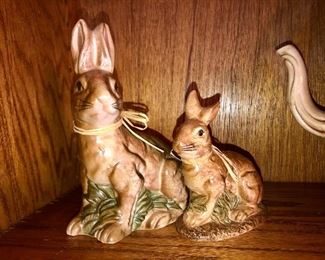 vintabe bisque rabbits