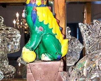 Chinese Foo-dogs, one has a repair