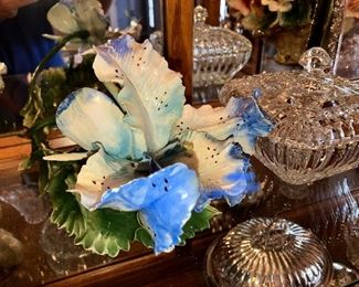 Capodimonte blue iris, part of a very large collection.