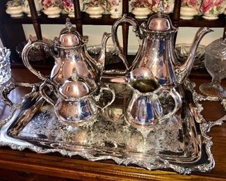 Silver plated tea service,