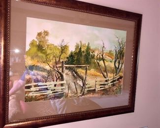 original watercolor by Dr. Young, art director at Austin Pea, two of two pieces, professionally framed, both pieces signed and dated