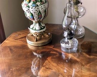 Capodimonte lamp base with dolphin metal base