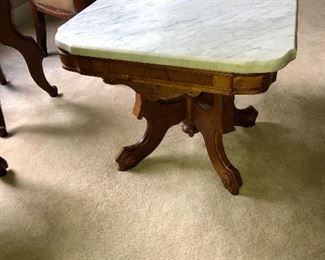 marble top walnut tea table.