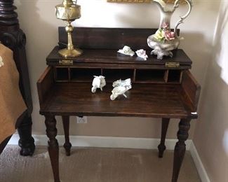 OPEN antique mahogany spinet desk
