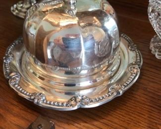 antique Argentina silver butter dish.