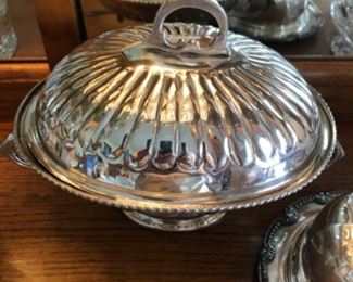 silver-plated dome oval serving bowl