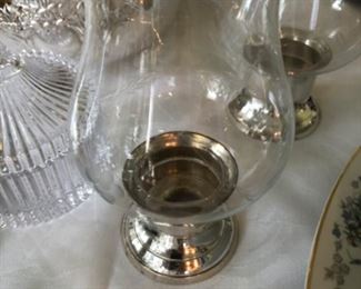 Silver and glass candle holders