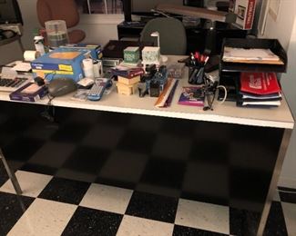 office desk and supplies
