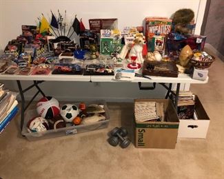 Sports Memorabilia, Baseball carts, sports figures, prints and posters etc.